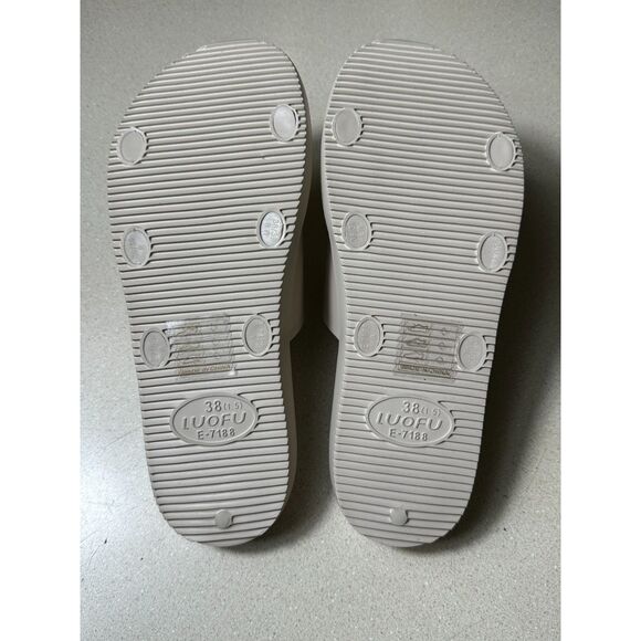 LUOFU Women's Double Buckle Strap Slide Sandals Nude Color, Size 7.5 (38) NWOT - Picture 4 of 4